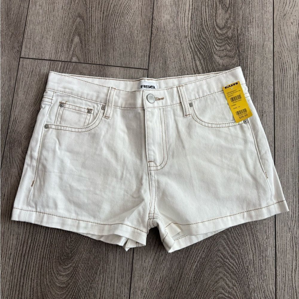 Tilly's White Jean Shorts High-Waisted Cuffed